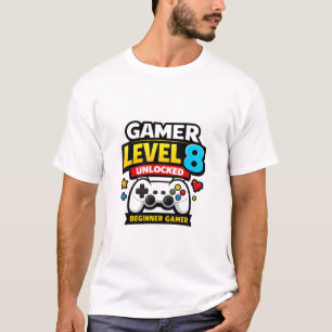 Gamer Level 8 Unlocked Beginner Controller Funny T-Shirt