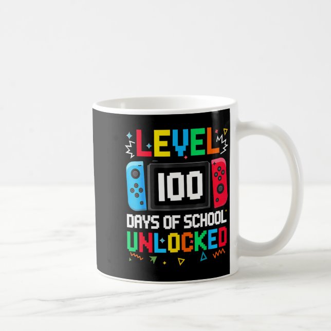 Gamer Level Unlocked 100 Days Of School Student Bo Coffee Mug (Right)