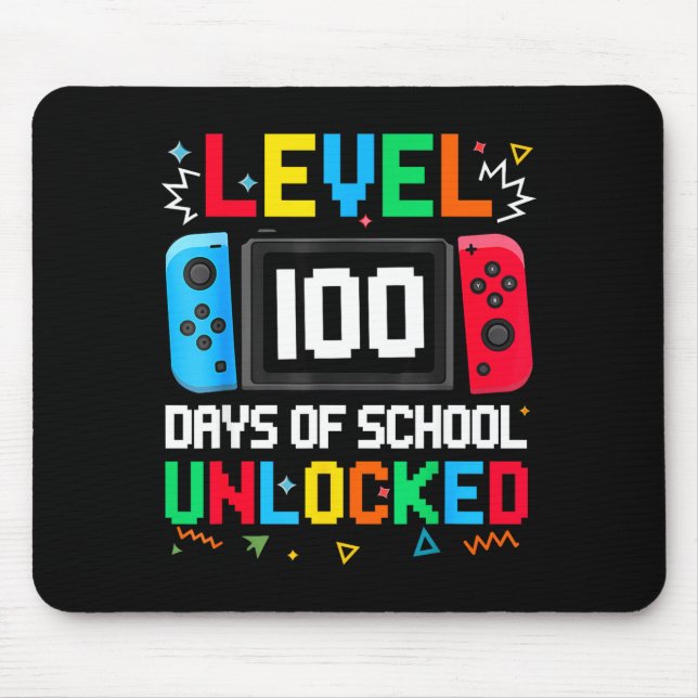Gamer Level Unlocked 100 Days Of School Student Bo Mouse Mat (Front)
