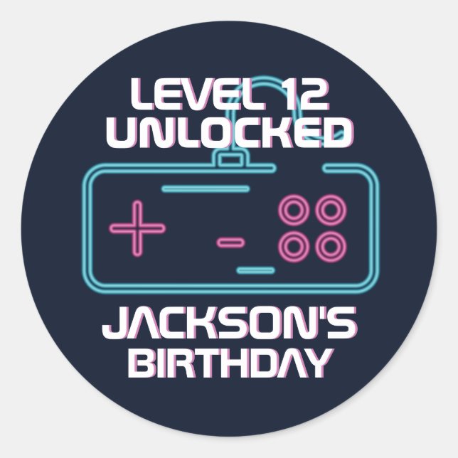 Gamer Level Unlocked Video Games Boys Birthday Classic Round Sticker (Front)