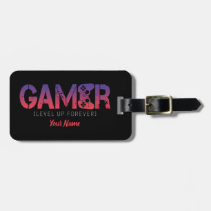 Gamer Level Up Forever Geschenk für Nerd und Geek Luggage Tag