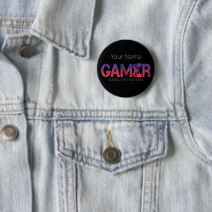 Gamer Level Up Forever Vintage Gamepad Design 6 Cm Round Badge