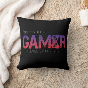 Gamer Level Up Forever Vintage Gamepad Design Cushion