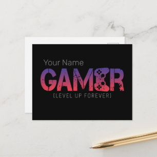 Gamer Level Up Forever Vintage Gamepad Design Holiday Postcard