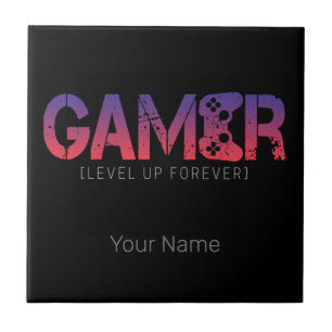 Gamer Level Up Forever Vintage Gamepad Design Tile