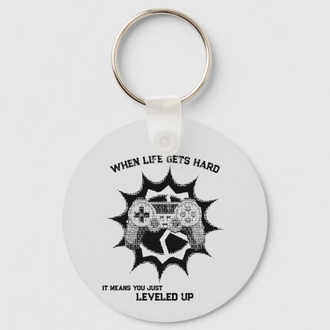Gamer Levelled Up Quote Key Ring (Front)