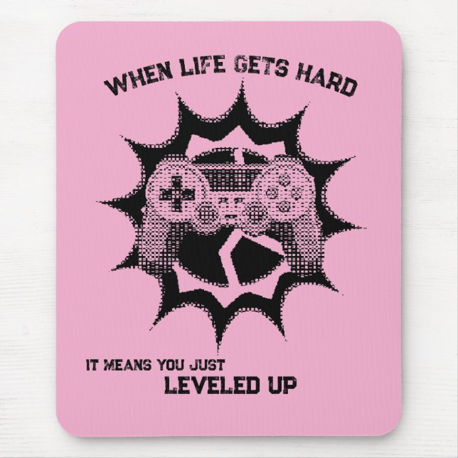 Gamer Levelled Up Quote Mouse Mat (Front)
