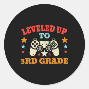 Gamer Levelled Up To 3rd Grade Third First Day Of Classic Round Sticker