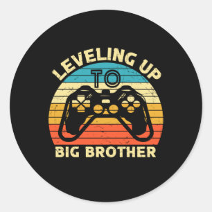 Gamer Levelling Up To Big Brother Classic Round Sticker