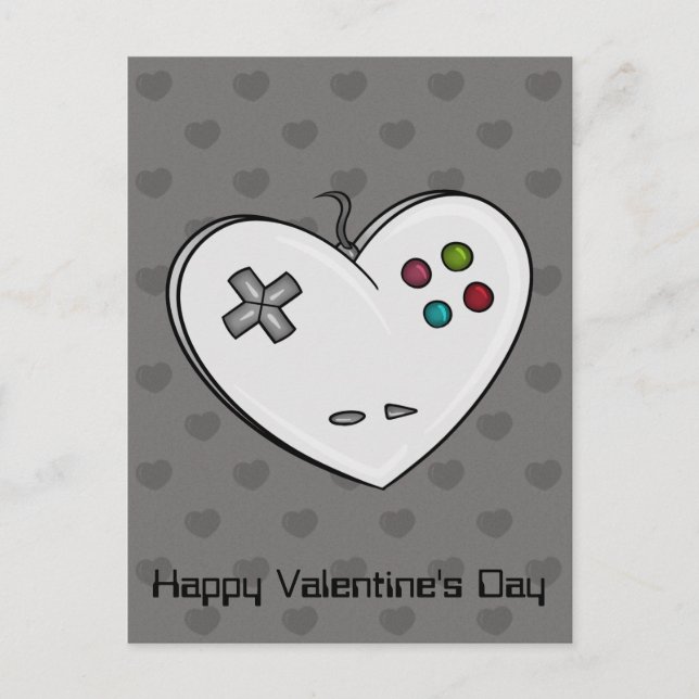 Gamer Love Controller Heart Valentine Holiday Postcard (Front)