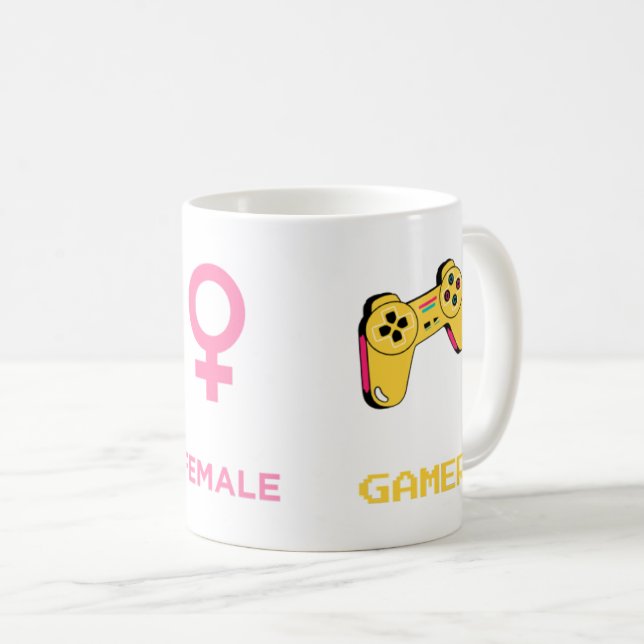 Gamer Male Female Controller Funny Pixel Art Gift Coffee Mug (Front Right)