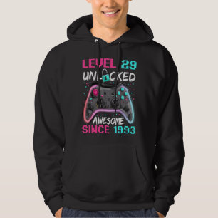 Gamer Man Birthday 29 Years Old Awesome Since 199 Hoodie