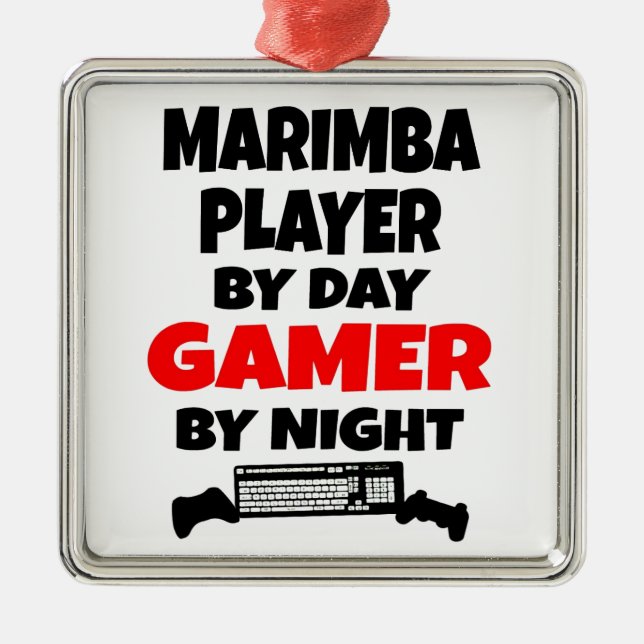 Gamer Marimba Player Metal Tree Decoration (Front)