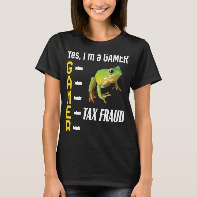 Gamer Meme Commit Tax Fraud Frog  Weird Oddly Spec T-Shirt (Front)