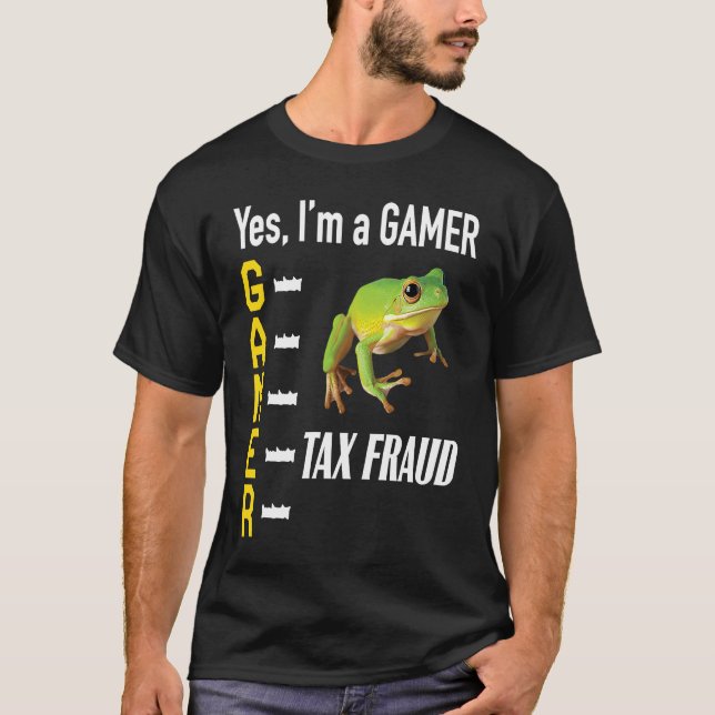 Gamer Meme Commit Tax Fraud Frog  Weird Oddly Spec T-Shirt (Front)