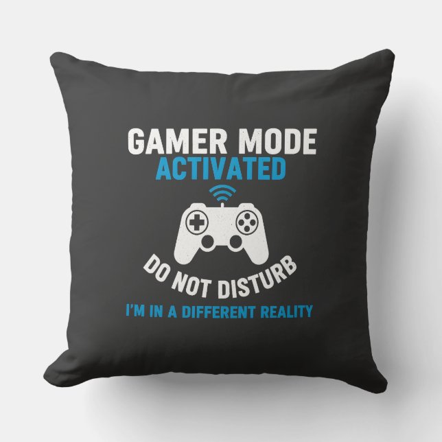 Gamer Mode Activated Funny Gaming Quote Design Cushion (Front)