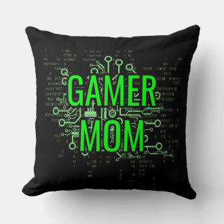 Gamer MOM Cyber Digital Green Cushion
