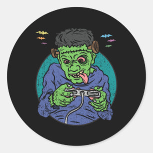 Gamer Monster Halloween Costume Gaming Video-game Classic Round Sticker