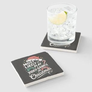 Gamer Most Likely To Play Video Games On Christmas Stone Coaster
