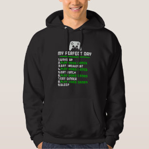 Gamer My Perfect Day Play Video Games Funny Teen B Hoodie