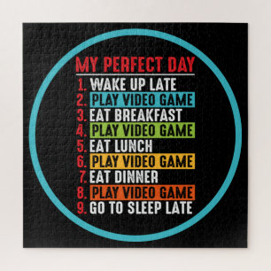 Gamer My Perfect Day Play Video Games    Jigsaw Puzzle