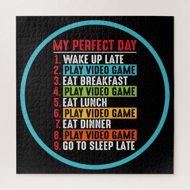 Gamer My Perfect Day Play Video Games    Jigsaw Puzzle (Vertical)