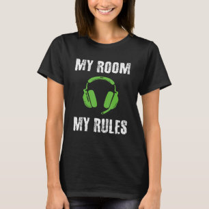 Gamer My Room My Rules Video Games Boys Teens Kids T-Shirt