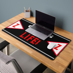 Gamer Name Geometric Black Red Monogram Desk Mat