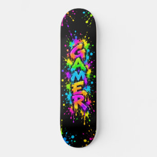 Gamer Neon Graffiti Skateboard Design Colourful