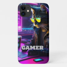 Gamer Neon Twilight Cat Iphone case