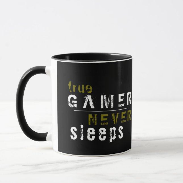 Gamer never Sleeps Black Gamer Coffee Mug (Left)