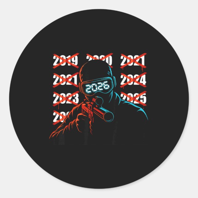 Gamer New Year's Eve 2026 Will Be My Year Gaming M Classic Round Sticker (Front)