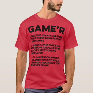 Gamer Noun Definition Video Game Player Gaming Gam T-Shirt