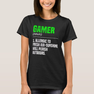 Gamer Noun Definition Video Game Player Gaming Pc  T-Shirt