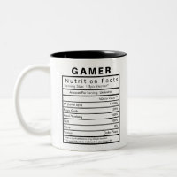 Gamer Nutrition Facts Statistics Funny