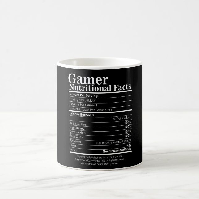 Gamer Nutritional Facts Coffee Mug (Center)