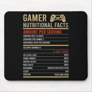 Gamer Nutritional Facts Cool Gamer Video Game Fun  Mouse Mat