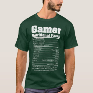 GAMER NUTRITIONAL FACTS Cool Gaming Video Game Fu T-Shirt