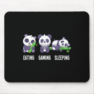 Gamer Panda Eating Gaming Sleeping For Multiplayer Mouse Mat