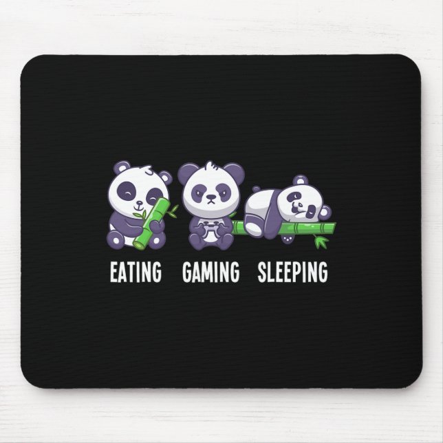 Gamer Panda Eating Gaming Sleeping For Multiplayer Mouse Mat (Front)