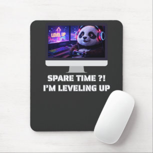 Gamer Panda Levelling Up Neon PC Art Mouse Mat