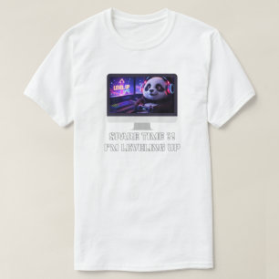 Gamer Panda Levelling Up Neon PC Art T-Shirt
