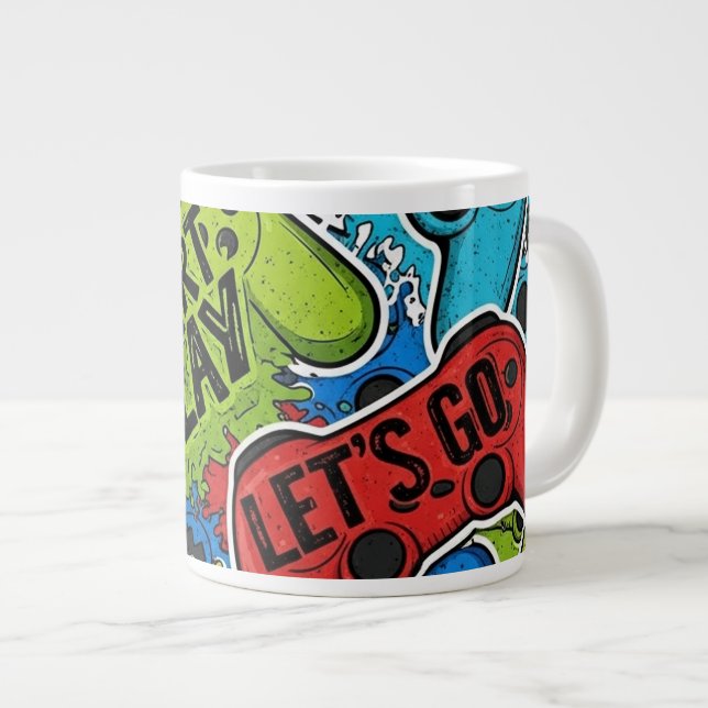 Gamer Pattern Jumbo Specialty Mug (Front Right)
