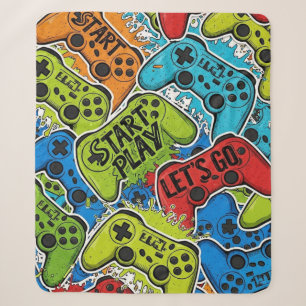 Gamer Pattern Sherpa Blanket