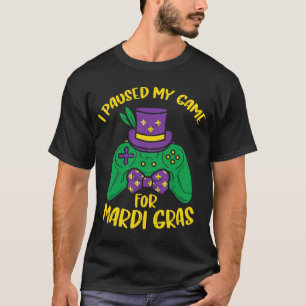 Gamer Paused My Game Mardi Gras Gaming Boys Kids M T-Shirt