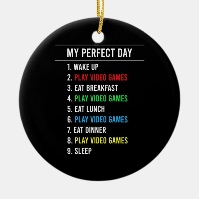 Gamer Perfect Day Ceramic Tree Decoration (Front)