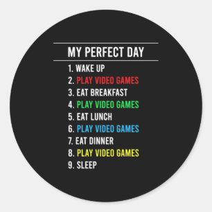 Gamer Perfect Day Classic Round Sticker