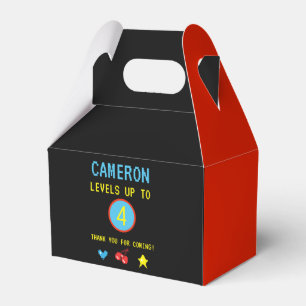 Gamer Pixel Arcade level up 4th birthday Favour Box