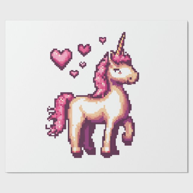 Gamer Pixel Unicorn (1) Wrapping Paper (Flat)
