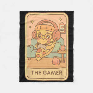 Gamer Pizza Tarot Card Funny Women Boys Girls Teen Fleece Blanket